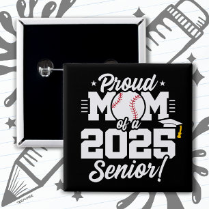 Bóton Quadrado 5.08cm Classe de Mais velho 2025 Baseball Mãe Mais velho