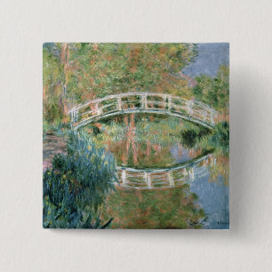 Bóton Quadrado 5.08cm Claude Monet a ponte japonesa, Giverny