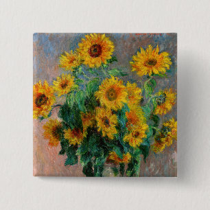 Bóton Quadrado 5.08cm Claude Monet - Buquê de Sunflower