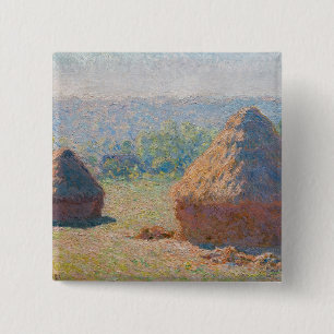 Bóton Quadrado 5.08cm Claude Monet - Haystacks, fim do Verão