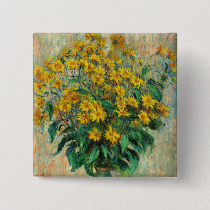 Bóton Quadrado 5.08cm Claude Monet - Jerusalem Artichoke Flowers