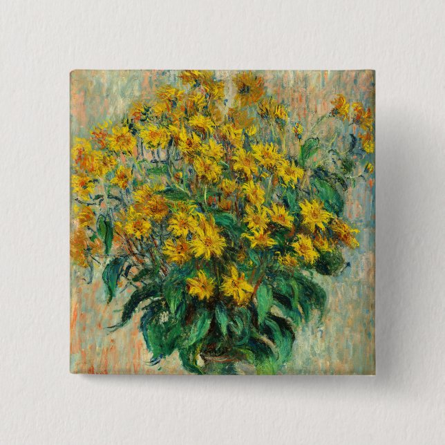 Bóton Quadrado 5.08cm Claude Monet - Jerusalem Artichoke Flowers (Frente)