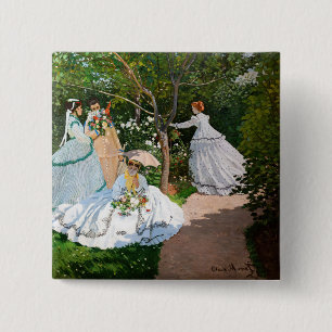 Bóton Quadrado 5.08cm Claude Monet - Mulheres no Jardim