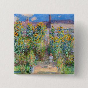 Bóton Quadrado 5.08cm Claude Monet - O Jardim do Artista em Vetheuil
