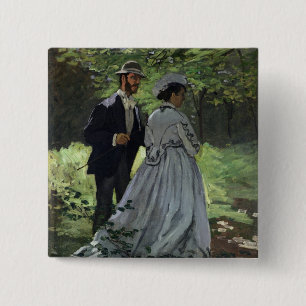 Bóton Quadrado 5.08cm Claude Monet o Promenaders, Bazille, Camilo