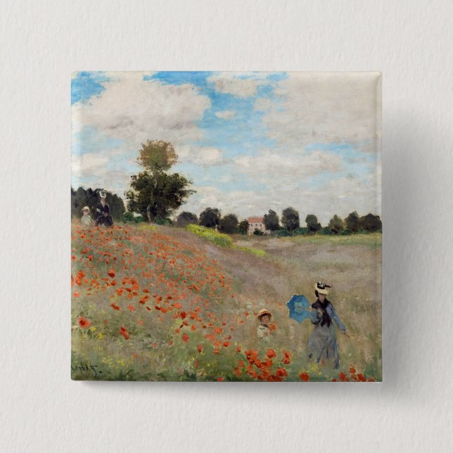 Bóton Quadrado 5.08cm Claude Monet - Poppy Field (Frente)