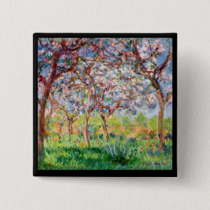 Bóton Quadrado 5.08cm Claude Monet Printemps um Giverny