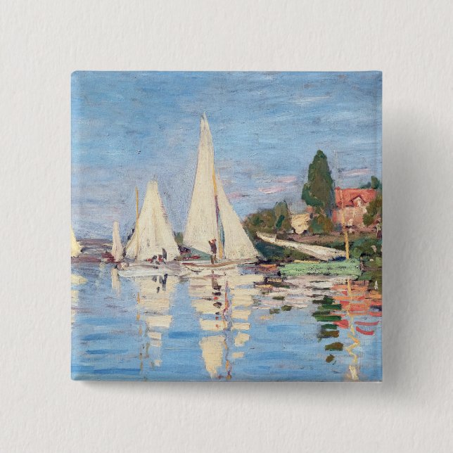 Bóton Quadrado 5.08cm Claude Monet - Regattas em Argenteuil (Frente)