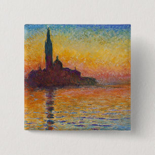 Bóton Quadrado 5.08cm Claude Monet - San Giorgio Maggiore em Dusk