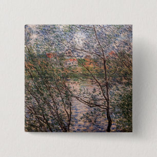 Bóton Quadrado 5.08cm Claude Monet - Springtime através dos ramos