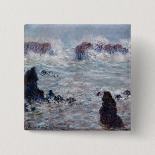 Bóton Quadrado 5.08cm Claude Monet - Tempestade ao largo da costa de Bel
