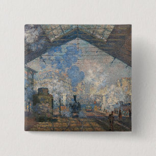 Bóton Quadrado 5.08cm Claude Monet - Vista exterior da estação de Santo-