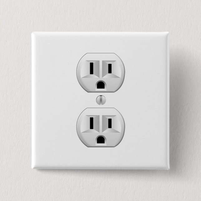 Bóton Quadrado 5.08cm Clique elétrico da tomada para personalizar a (Frente)
