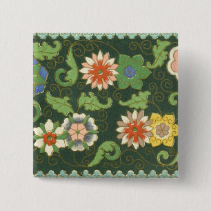 Bóton Quadrado 5.08cm Cloisonte China Patter Asiático Oriental
