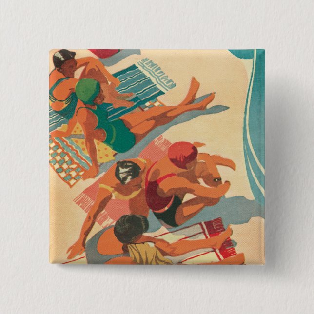 Bóton Quadrado 5.08cm Clube da praia do paraíso (Frente)