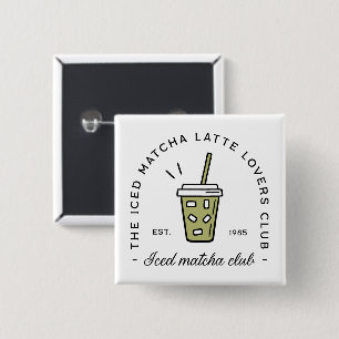 Bóton Quadrado 5.08cm Clube de amantes de latte de matcha gelada