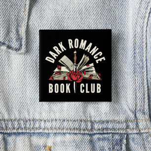 Bóton Quadrado 5.08cm Clube de Livros de Romance Sombrio Floral Vermelho
