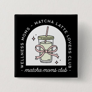 Bóton Quadrado 5.08cm Clube de mães de matcha grupo engraçado de mãe