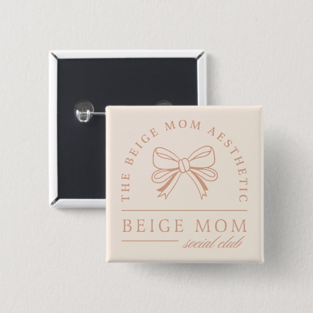 Bóton Quadrado 5.08cm Clube de mães estéticas da Beige (Frente & Verso)