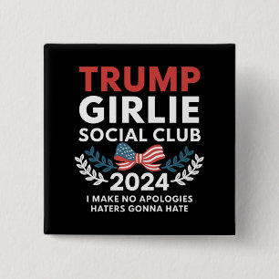 Bóton Quadrado 5.08cm Clube Social Trump Girlie Coquette Bow Eleição