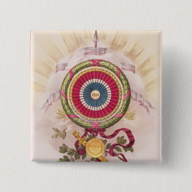 Bóton Quadrado 5.08cm Cockade, emblema de 1848 (Frente)