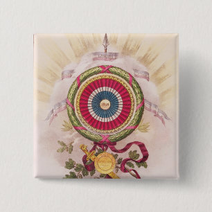 Bóton Quadrado 5.08cm Cockade, emblema de 1848