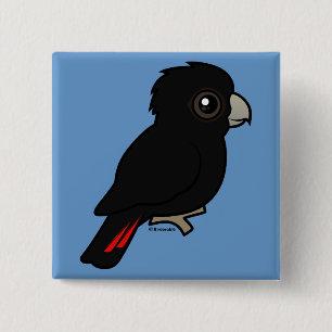 Bóton Quadrado 5.08cm Cockatoo preto Vermelho-atado