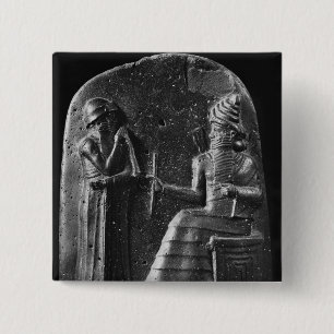 Bóton Quadrado 5.08cm Código de Hammurabi, parte superior do stele