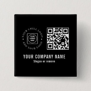 Bóton Quadrado 5.08cm Código QR do Logotipo da Empresa Personalizado Des