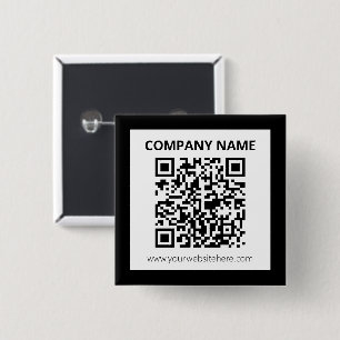 Bóton Quadrado 5.08cm Código QR editável e Design personalizável simples