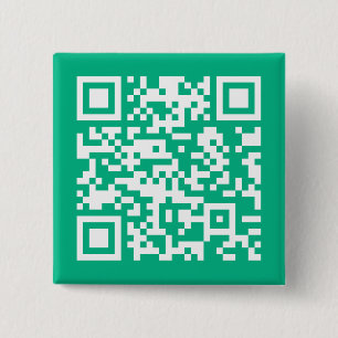 Bóton Quadrado 5.08cm Código QR editável Gera seu próprio   Teal Green