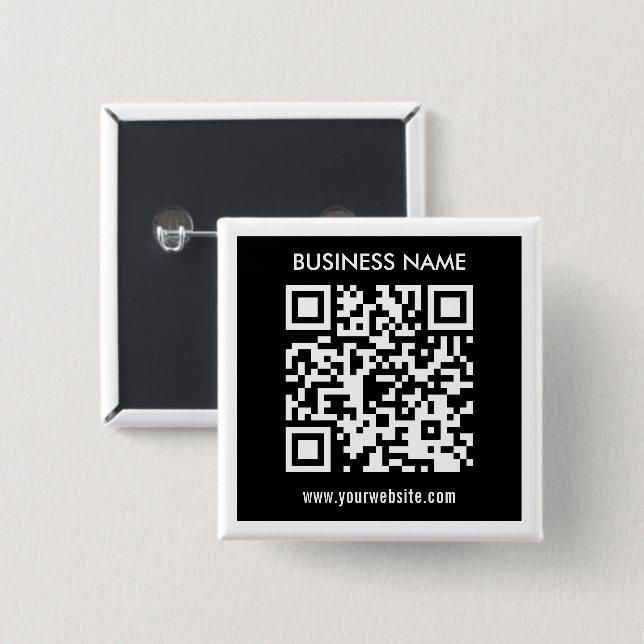 Bóton Quadrado 5.08cm Código QR editável (gerado instantaneamente) | Pre (Frente & Verso)