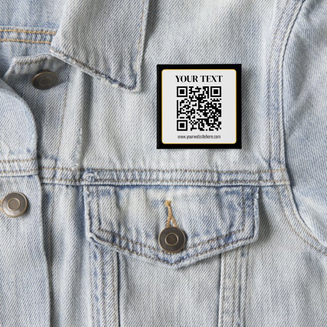 Bóton Quadrado 5.08cm Código QR empresarial com texto superior e inferio (In Situ)
