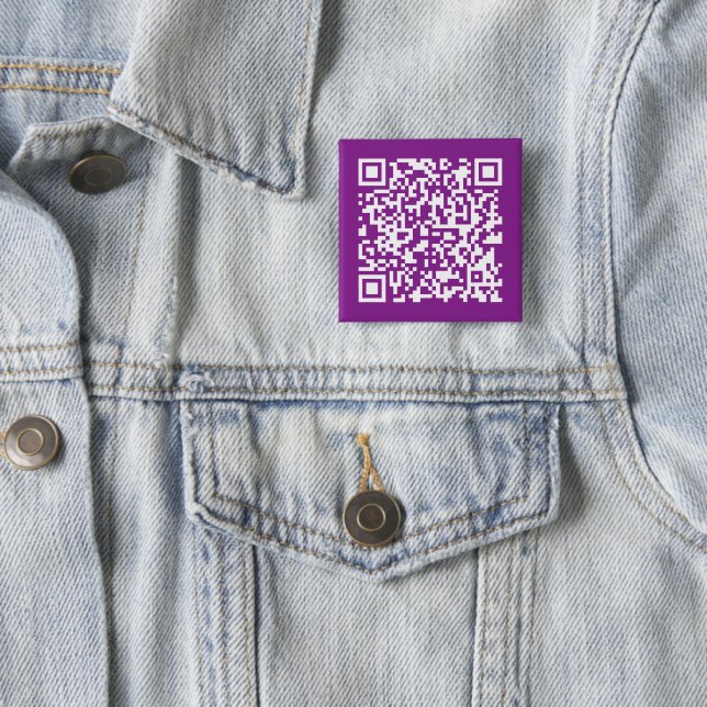 Bóton Quadrado 5.08cm Código QR instantâneo com o URL do seu site | Roxa (In Situ)