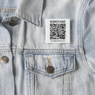 Bóton Quadrado 5.08cm Código QR instantâneo (digite o URL do seu site pa