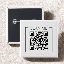 Bóton Quadrado 5.08cm Código QR Minimalista Escaneie-me Negócios