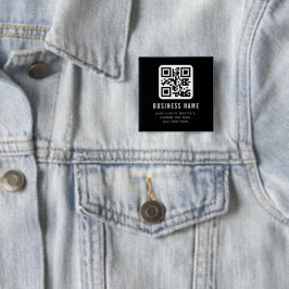 Bóton Quadrado 5.08cm Código QR personalizável e design de texto editáve