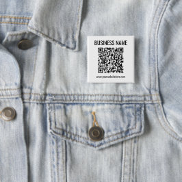 Bóton Quadrado 5.08cm Código QR personalizável e nome comercial