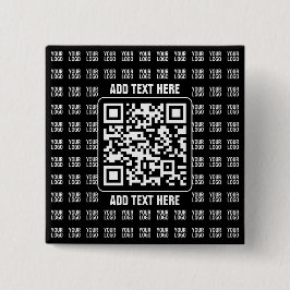 Bóton Quadrado 5.08cm Código QR promocional (editável) mais padrão de lo