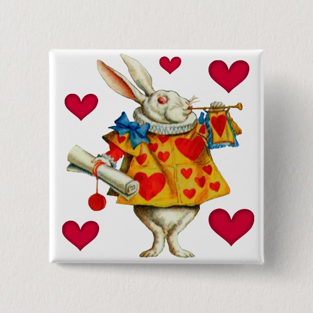 Bóton Quadrado 5.08cm Coelho Branco 1 (Frente)