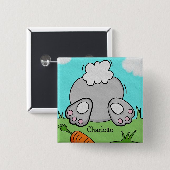 Bóton Quadrado 5.08cm Coelho Coelho Coelho Coelho da Páscoa Personalizad (Frente & Verso)