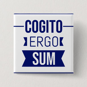 Bóton Quadrado 5.08cm Cogito ergo sum - frase em Latim