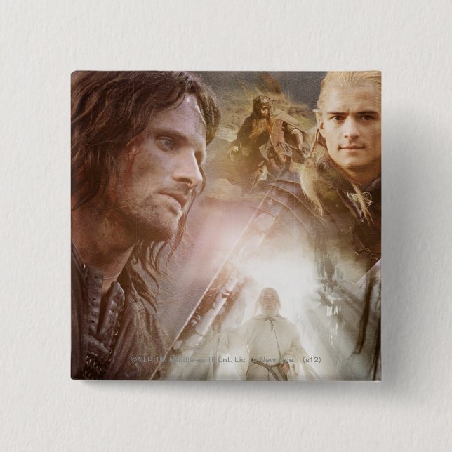 Bóton Quadrado 5.08cm Colagem de Caracteres (Frente)