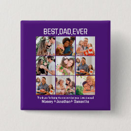 Bóton Quadrado 5.08cm Colagem de Fotografias do Melhor Pai Do Dia de os