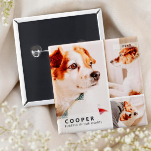 Bóton Quadrado 5.08cm Colagem de Fotos Geométrica Simples Pet Memorial