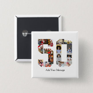 Bóton Quadrado 5.08cm Colagem de Fotos Número 50