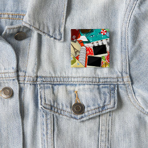 Bóton Quadrado 5.08cm Colagem de viagem com Férias de Marcas Terrestres 