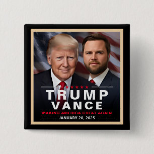 Bóton Quadrado 5.08cm Coletor de Dia de Inauguração da Vitória de Trump 