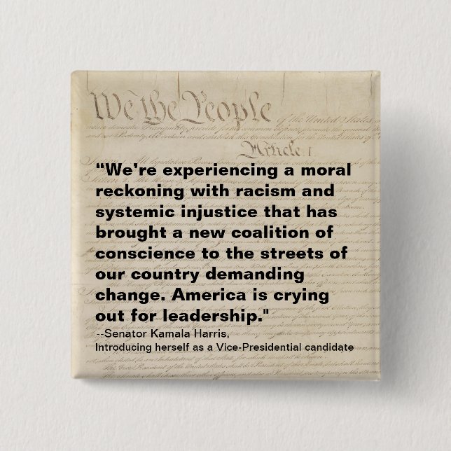 Bóton Quadrado 5.08cm Coligação de Consciência Nós, os Pessoas Kamala (Frente)
