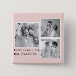 Bóton Quadrado 5.08cm Collage Photo Pastel Pink Melhor Presente Avô